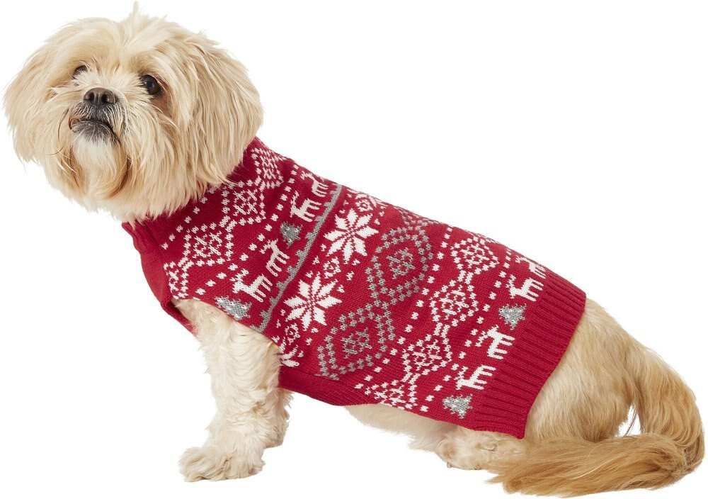Frisco Reindeer Fair Isle Dog & Cat Christmas Sweater, Red, Medium | Chewy.com