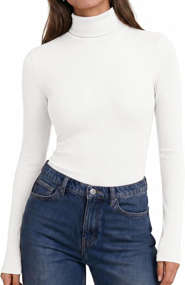 Ekouaer Womens Turtleneck Tops Winter Ribbed Long Sleeve Shirts | Amazon (US)