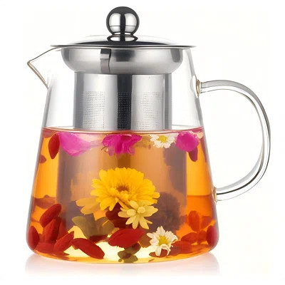 Glass Teapot With Stainless Steel Infuser, Borosilicate Tea Kettle, Clear Tea Maker For Loose Leaf Tea | Wayfair North America