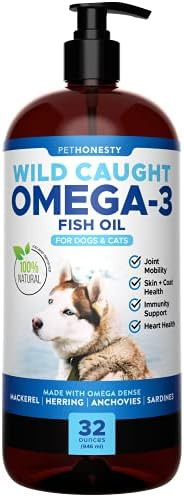 PetHonesty Omega-3 Fish Oil for Dogs - Pet Liquid Food Skin & Coat Health Supplement - EPA + DHA Fat | Amazon (US)