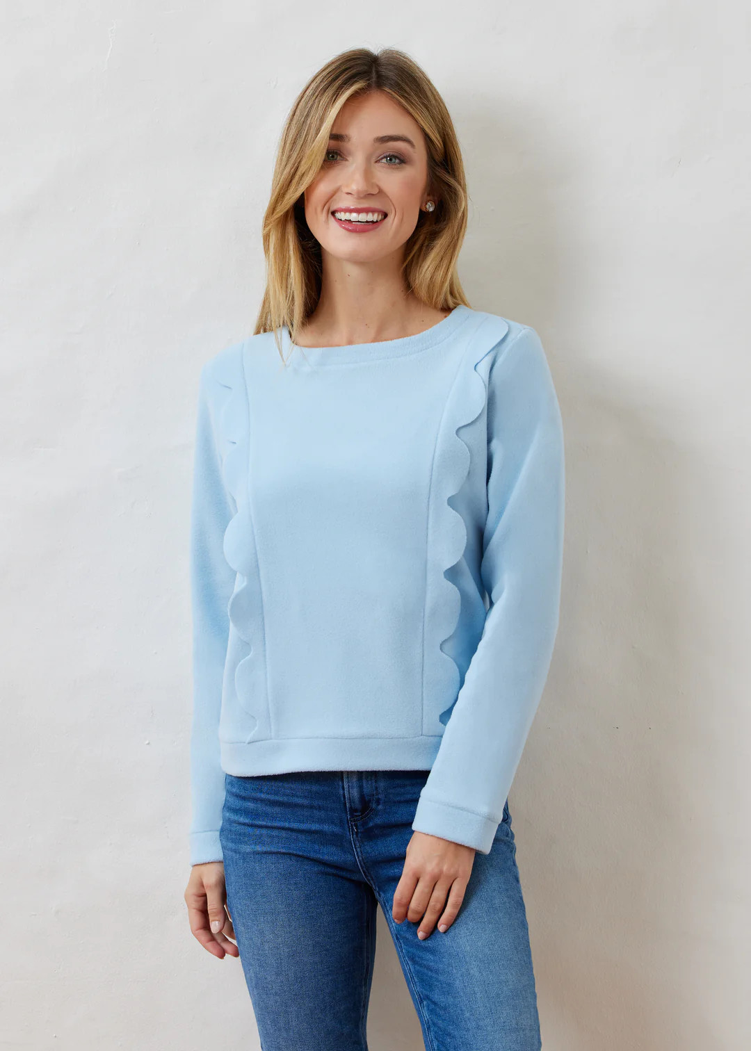 Sabine Top in Vello Fleece (Ice Blue) | Dudley Stephens