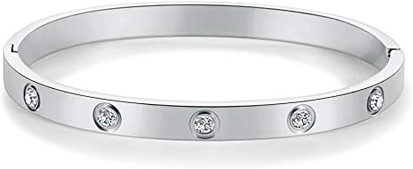 Love Friendship Bracelet Bangle for Women Gilrs with Cubic Zirconia Stones Stainless Steel Hinged... | Amazon (US)