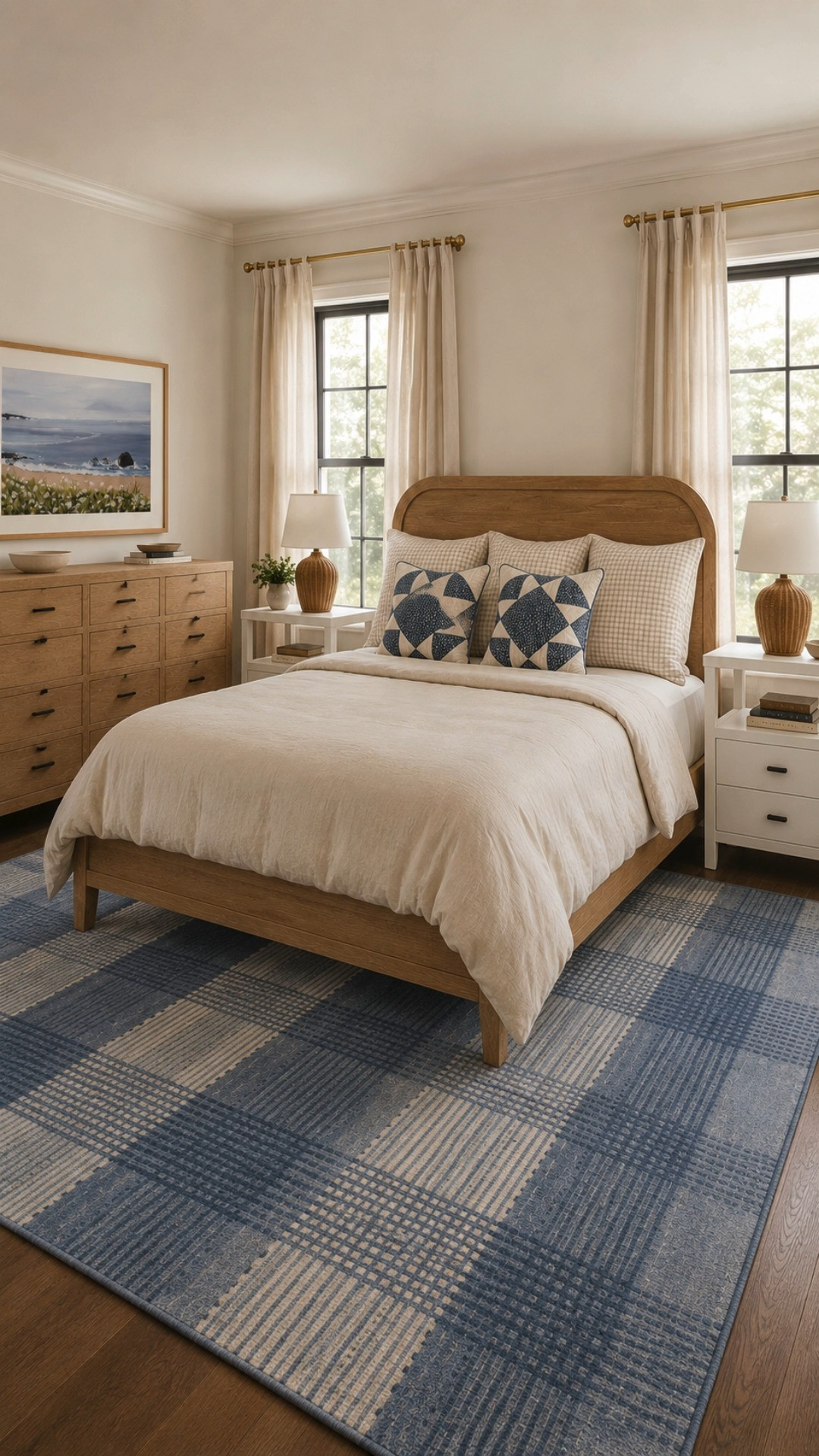Lakeside Cottage Bedroom Inspiration

This lakeside-inspired bedroom combines classic furnishings with relaxed coastal details for a space that feels both elevated and approachable. The Pottery Barn dresser provides generous storage while bringing warmth and character to the room, and the Quince curtains softly filter natural light to create a calm, restful atmosphere. The Target patchwork pillows introduce color and pattern without overwhelming the neutral foundation, making this a bedroom designed for both comfort and everyday living. 

 #LTKHome