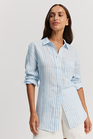 Organically Grown Linen Stripe Shirt | Country Road