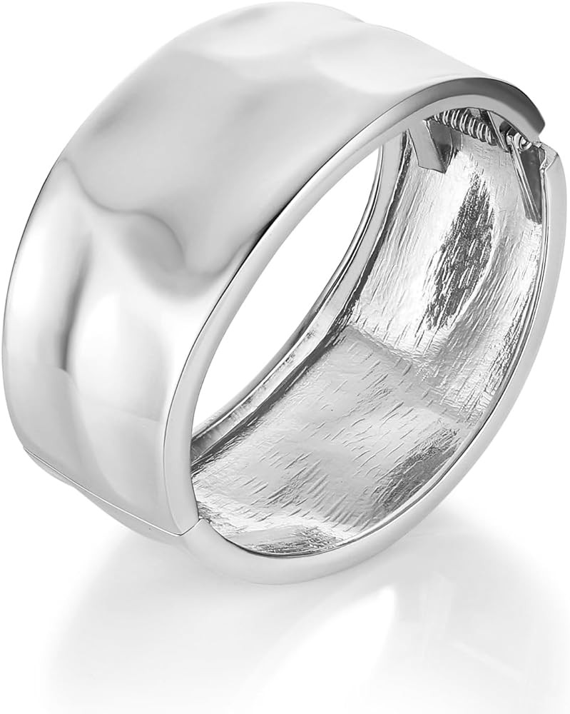 HZMAN Chunky Gold Cuff Bracelets for Women Thick Wide Bangle Bracelet Hammered Open Hinge Wrist C... | Amazon (US)