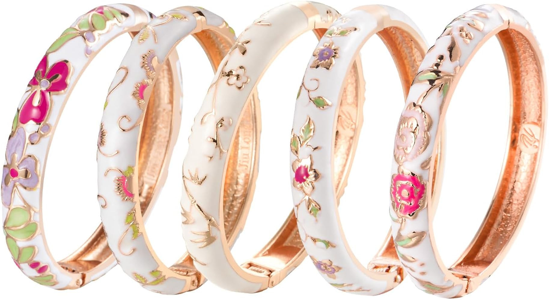 UJOY Bangles 5 Pcs Enamel Jewelry Set Rose Flower Engraved Cloisonne Bracelets Pack in a Box 5PCS | Amazon (US)