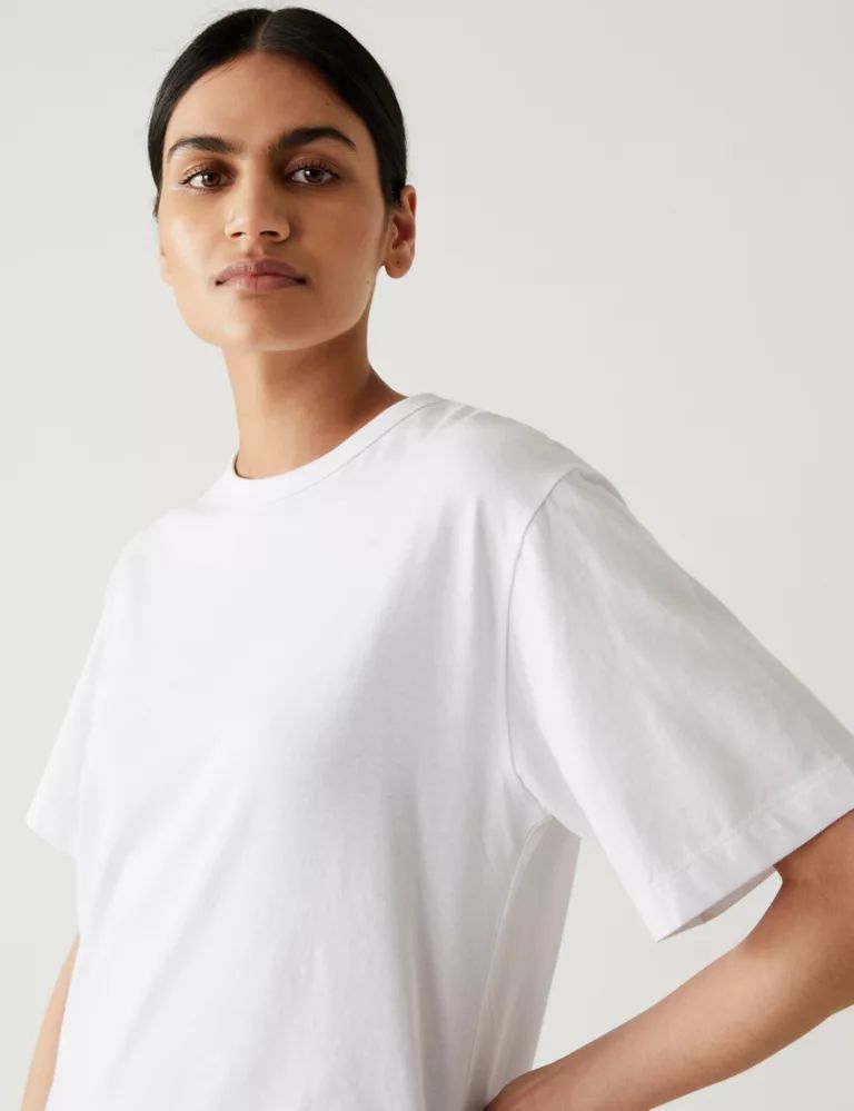 Pure Cotton Crew Neck Oversized T-Shirt | Marks & Spencer (UK)