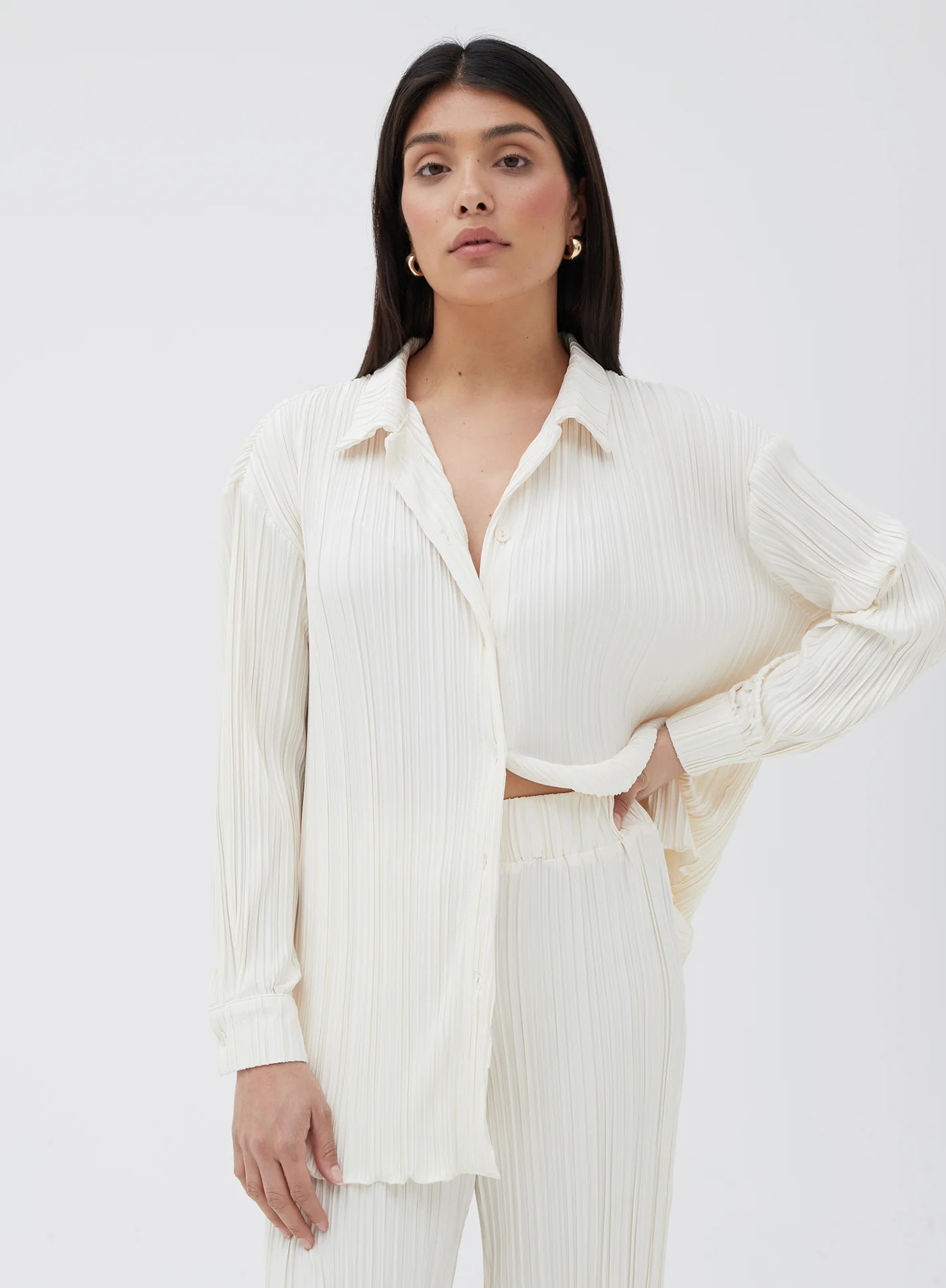 Cream Plisse Shirt - Palais | 4th & Reckless