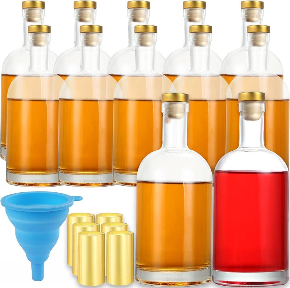 Danmu 12 Pack Glass Bottles, 12.6oz Hot Sauce Bottles,Glass Bottles with Lids,Wine Bottles,Sauce ... | Amazon (US)
