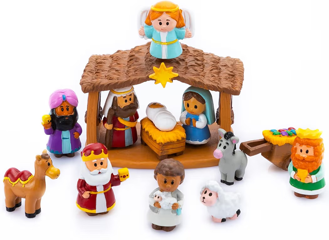 JOYIN 13 PCS Christmas Little Nativity Playset, Reenact Miniature Toys Nativity Set, Christmas Ma... | Amazon (US)