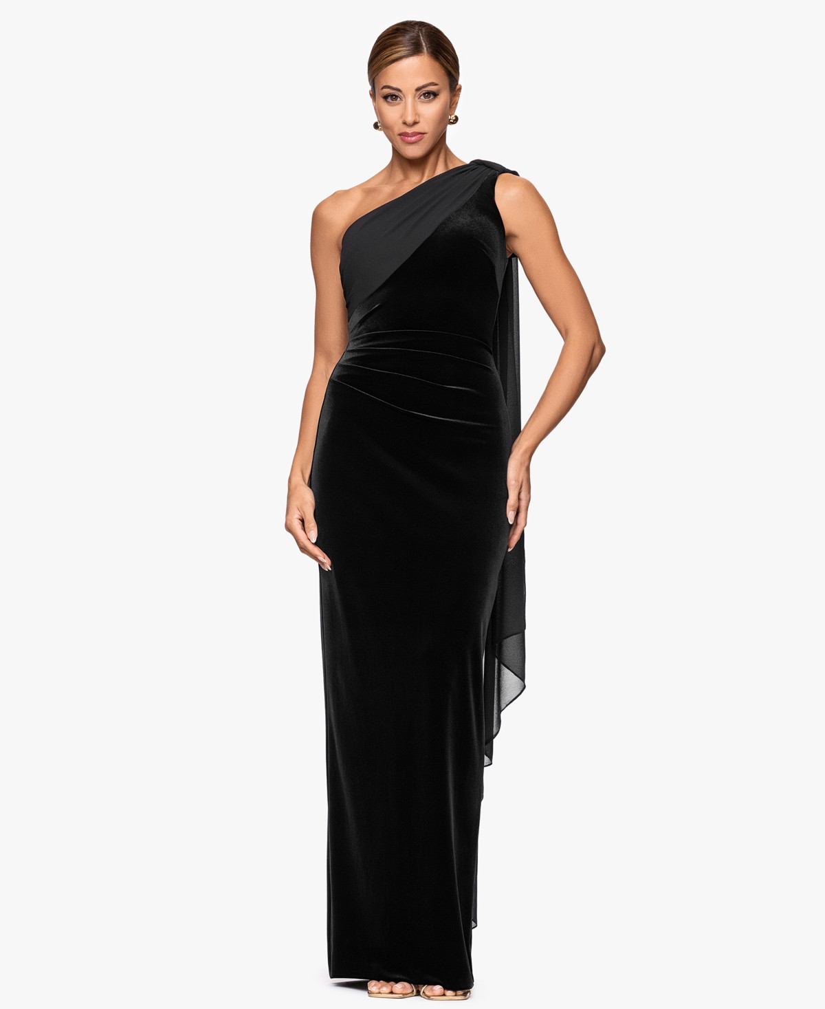 Xscape Women's One Shoulder Maxi Dress - Black | Macy's