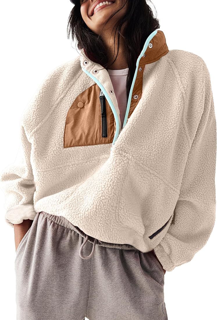 AMEBELLE Women’s Lightweight Fleece Pullover Jacket Cropped Fall Winter Fuzzy Sherpa Jacket Swe... | Amazon (US)