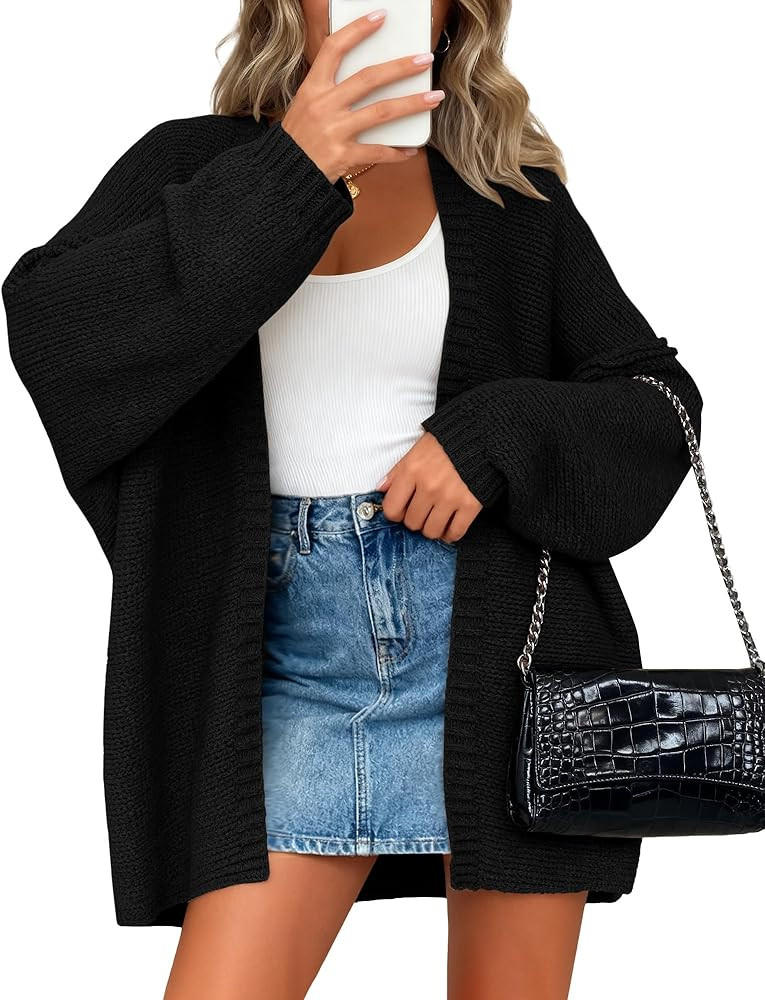 BTFBM Fall Cardigan Sweaters for Women Lightweight Casual Long Sleeve Ribbed Knit Sweater Solid O... | Amazon (US)