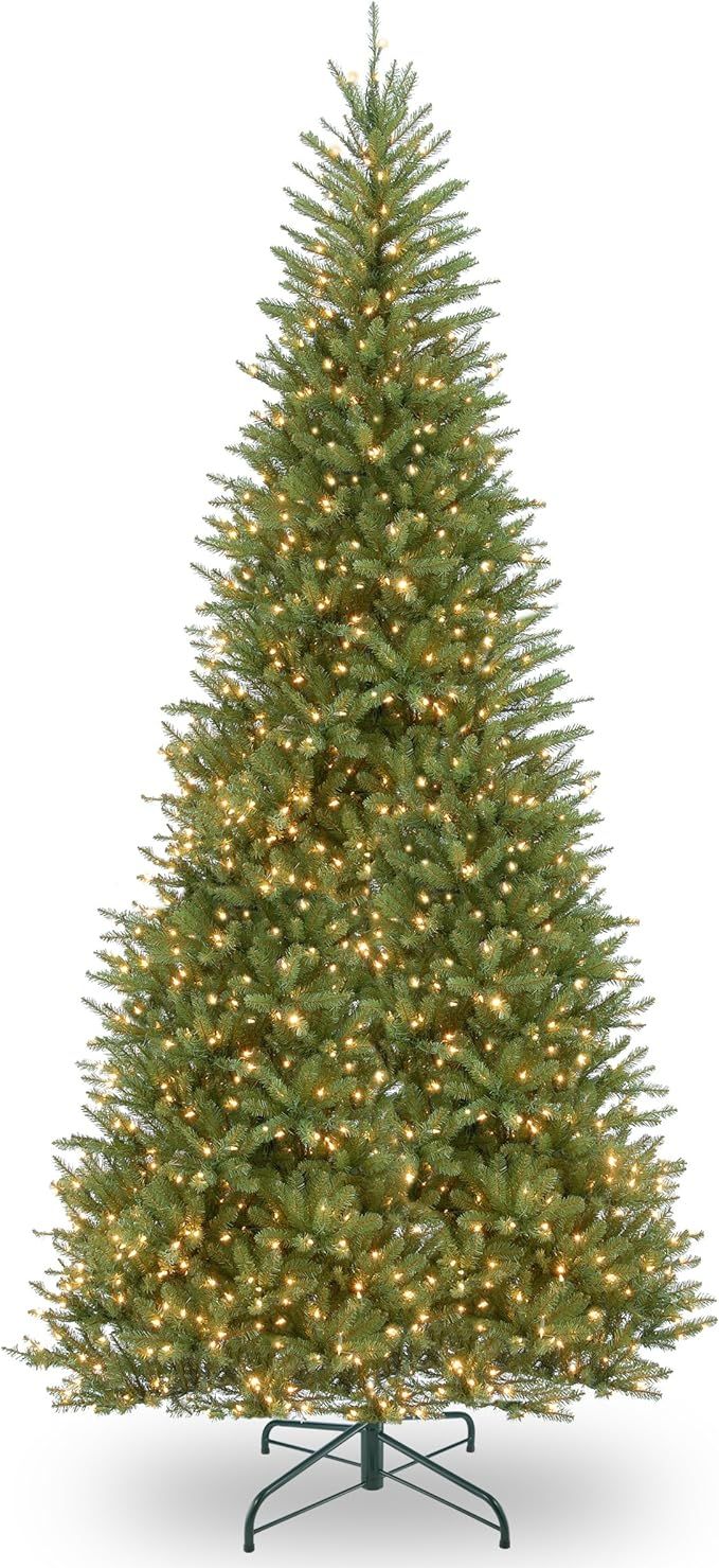 National Tree Company Pre-Lit Artificial Slim Christmas Tree, Green, Dunhill Fir, White Lights, I... | Amazon (US)