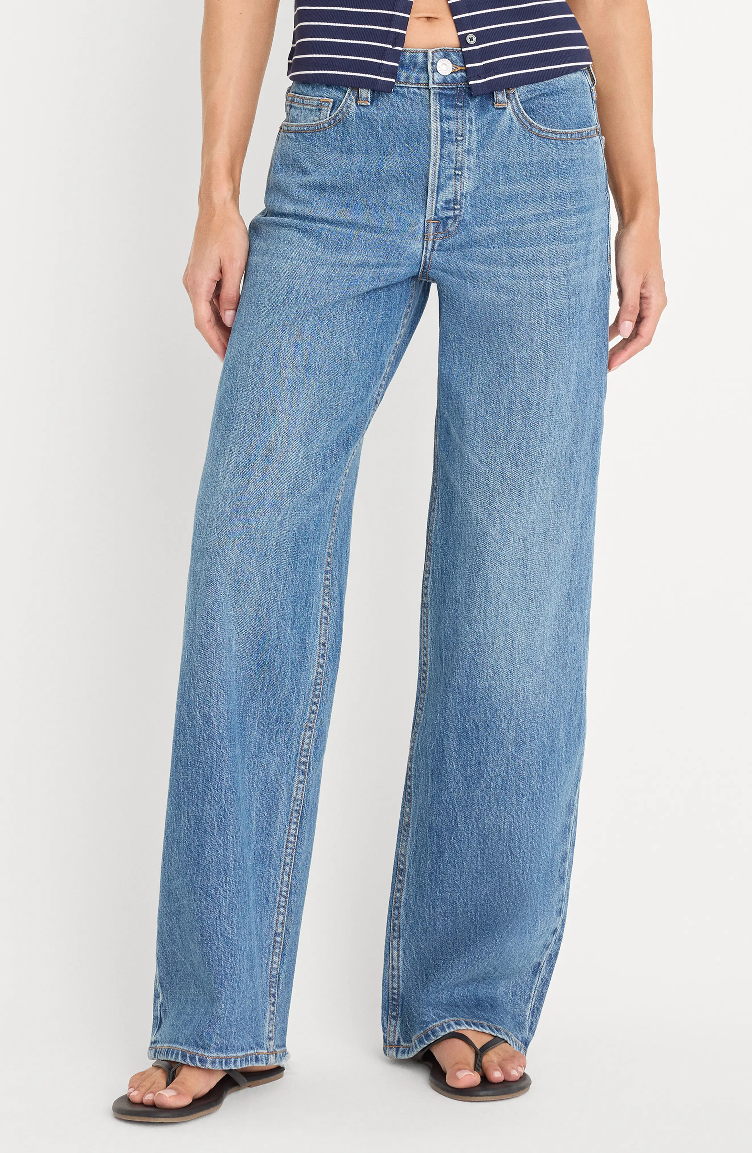 Good American Wide Leg Jeans in Indigo1237 at Nordstrom | Nordstrom