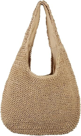 LUI SUI Straw Tote Bag Summer Beach Shoulder Bag for Women, Weave Large Capacity Casual Hand-wove... | Amazon (UK)