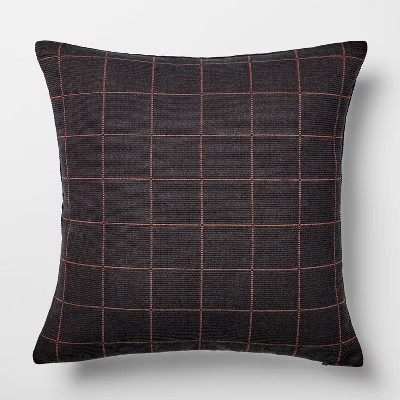 Square Woven Grid Pillow Navy/Burgundy - Threshold™ designed with Studio McGee | Target