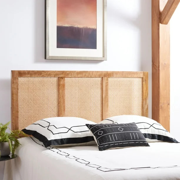 Safavieh Vienna Cane Farmhouse Wood Headboard, Full, Natural - Walmart.com | Walmart (US)