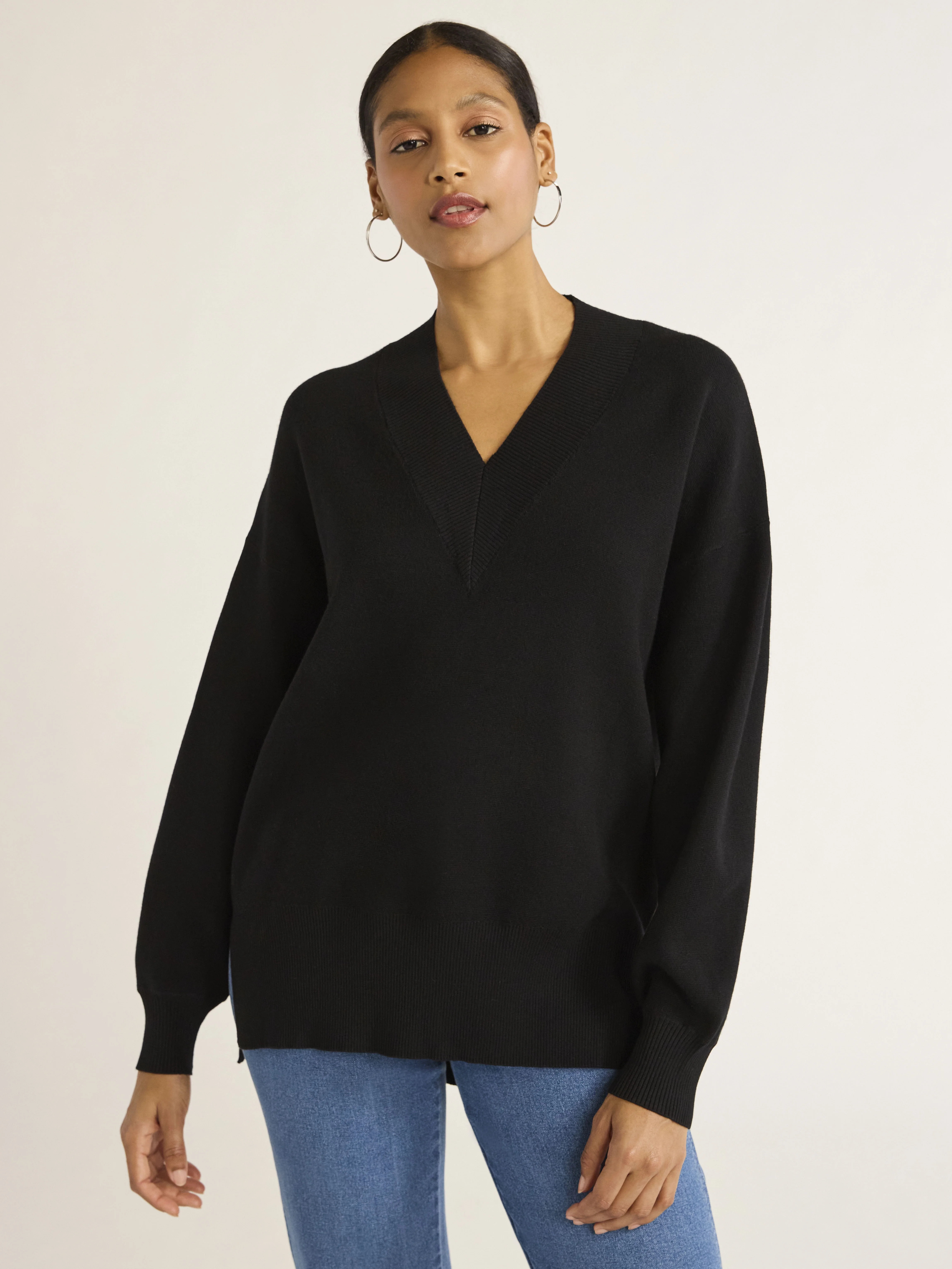 Scoop Women’s V Neck Tunic Sweater, Midweight, Sizes XS-XXL | Walmart (US)