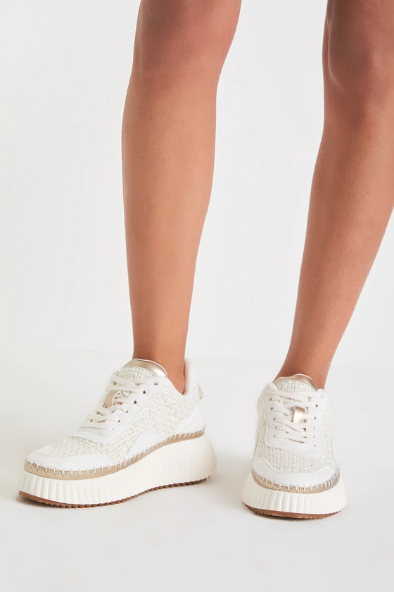 Go To Natural Woven Lace-Up Platform Sneakers | Lulus
