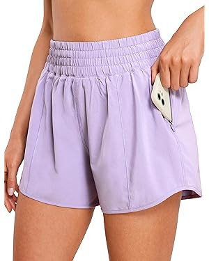 CRZ YOGA Womens High Waisted Running Shorts 4'' - Mesh Liner Lightweight Gym Sport Athletic Worko... | Amazon (US)