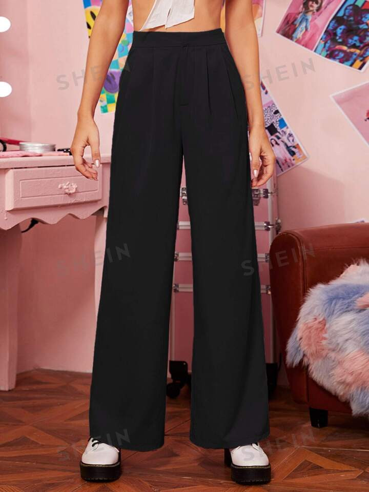 SHEIN EZwear Zíper Simples ocasional Calças | SHEIN