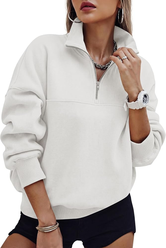 PRETTYGARDEN Women's Quarter Zip Fleece Pullover Sweatshirts | Amazon (US)
