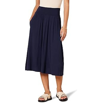 Amazon Essentials Women's Jersey Pull On Midi Length Skirt | Amazon (US)
