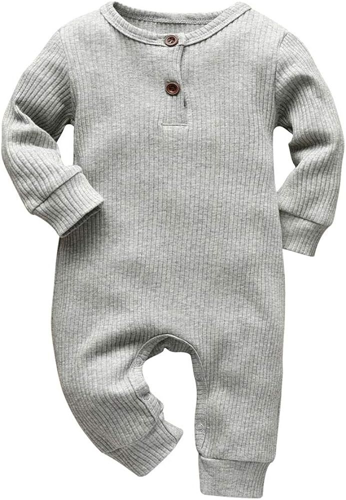 Eghunooy Baby Boy Girl Solid Color One Piece Romper Pajamas Jumpsuit Outfits Clothes | Amazon (US)