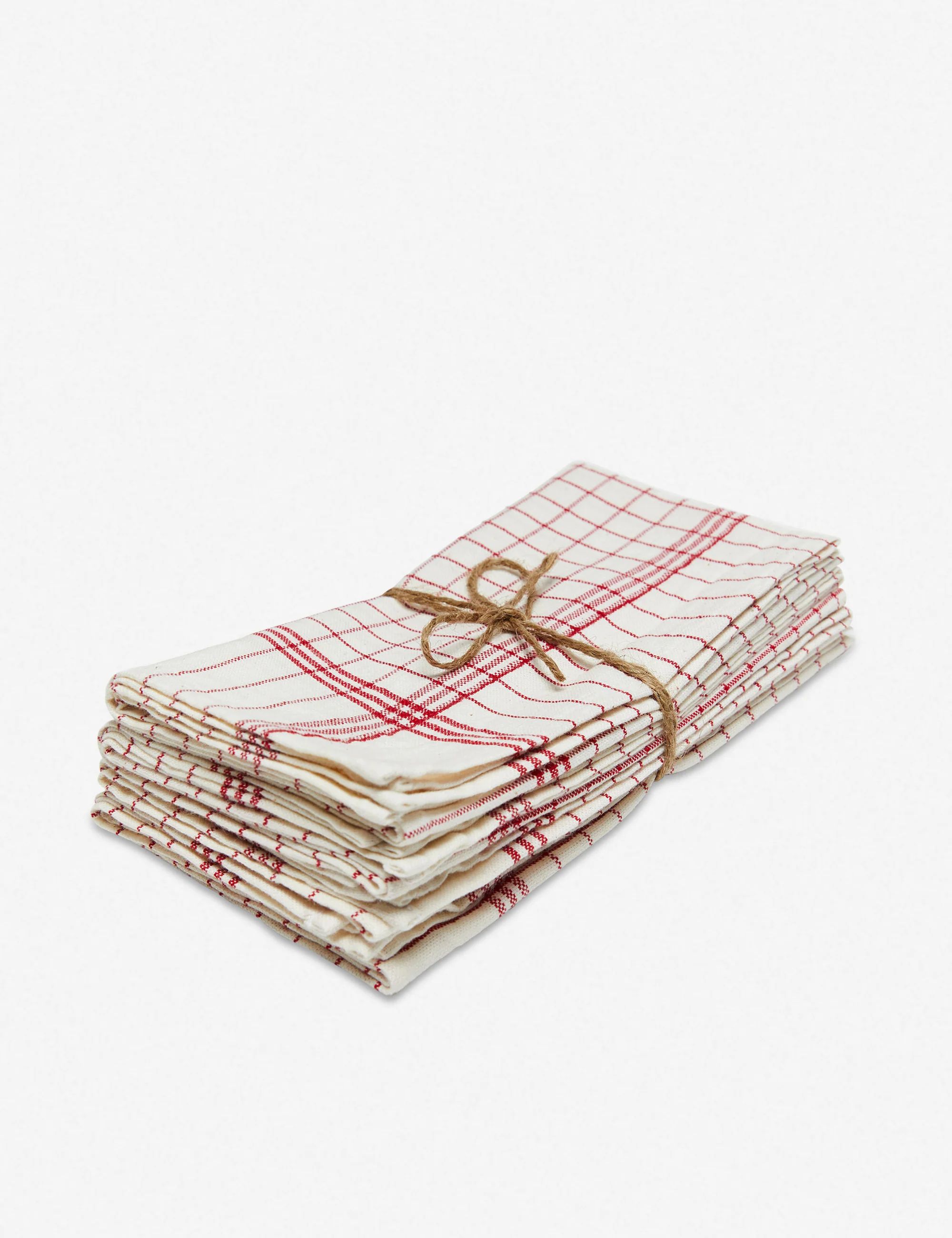 Heather Taylor Home French Lattice Napkins (Set of 4), Red | Lulu and Georgia 