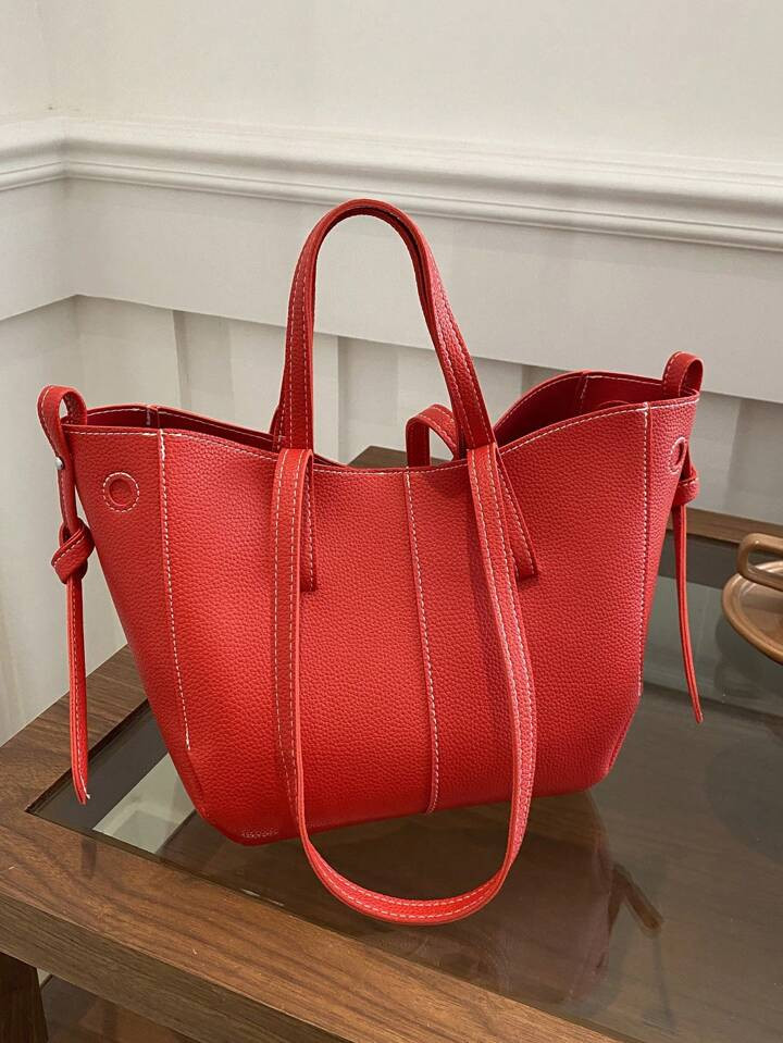 Women's PU Crossbody Bucket Bag, Large Capacity Underarm Tote Bag With Wings, Deep Brown, No-Wash... | SHEIN