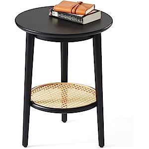 Harmati Round Side Table with Storage - Black End Table for Living Room, Bedroom and Small Spaces, M | Amazon (US)