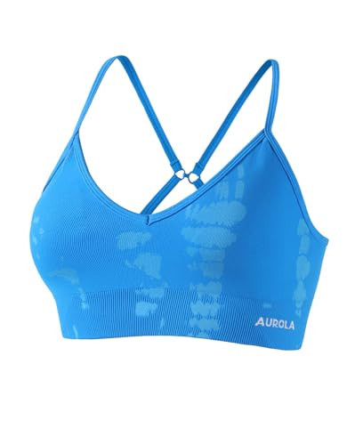 AUROLA Serpent Seamless Sports Bras for Women,Backless Padded Strappy Workout Gym Yoga Crop Tops,Indigo,M | Amazon (US)