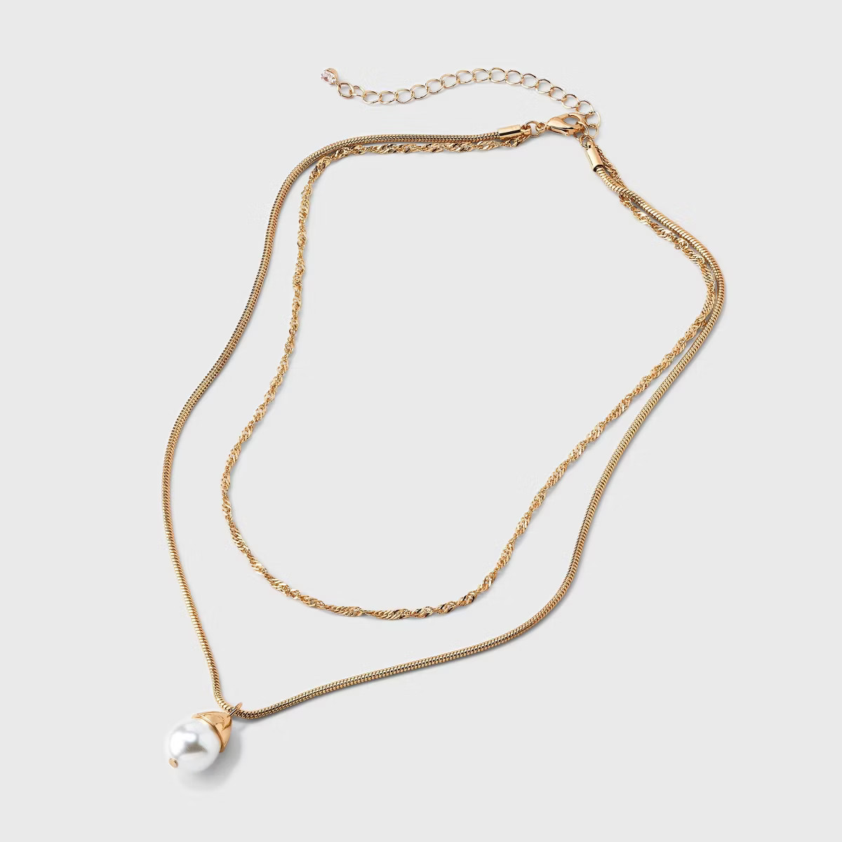 Capped Pearl Drop Multi-Strand Necklace - A New Day™ Gold | Target