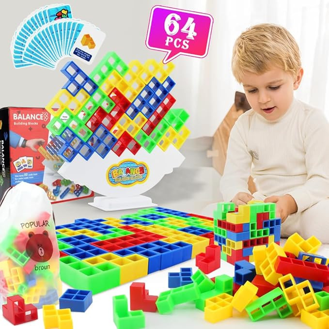 ciwich Tetra Tower Balancing Stacking Toys，64Pcs New Upgraded Tetra Tower Game for Kids & Adult... | Amazon (US)