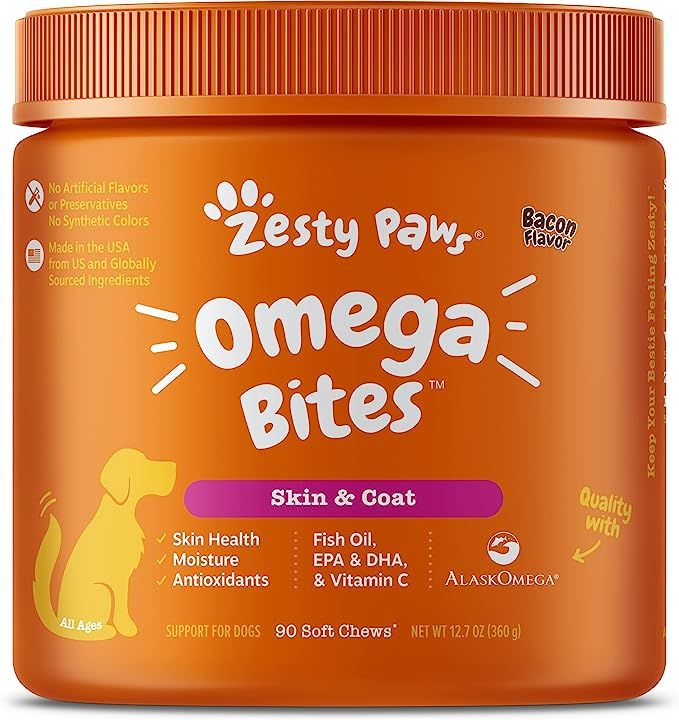 Zesty Paws Omega 3 Alaskan Fish Oil Chew Treats for Dogs - with AlaskOmega for EPA & DHA Fatty Ac... | Amazon (US)