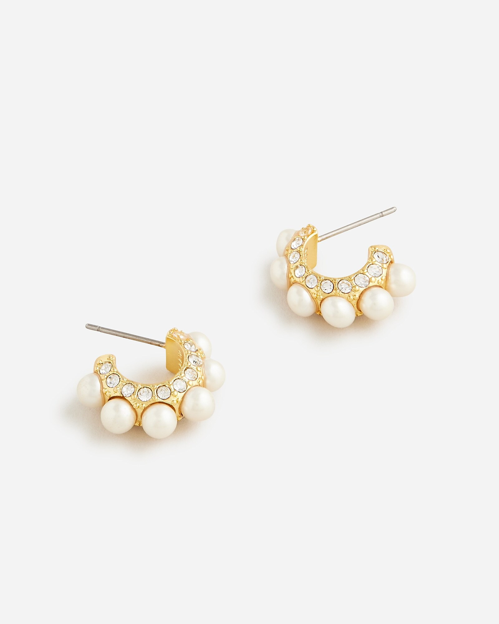Pearl and crystal mini hoops | J. Crew US