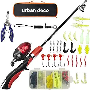 Urban Deco Kids Fishing Pole Set Portable Telescopic Kids Fishing Rod and Reel Combo Kit with Tac... | Amazon (US)
