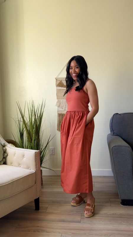 These orange midi dress with a built in bra and pockets has been on repeat this summer! Also I’m obsessed with my Dr. Scholl’s sandals. 

#LTKSeasonal