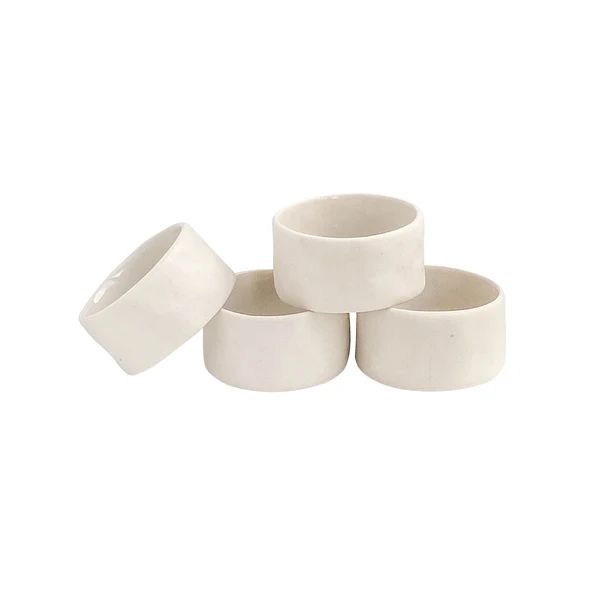 Lam Stoneware Napkin Ring Set - White | Meridian