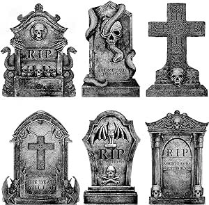 Halloween Decorations Outdoor Graveyard Tombstones: 6ct Large Tombstones Halloween Decor Yard Sig... | Amazon (US)
