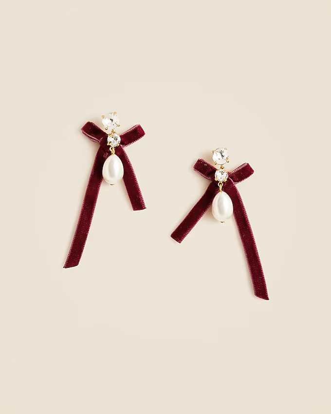 Bow pearl drop earrings | J. Crew US