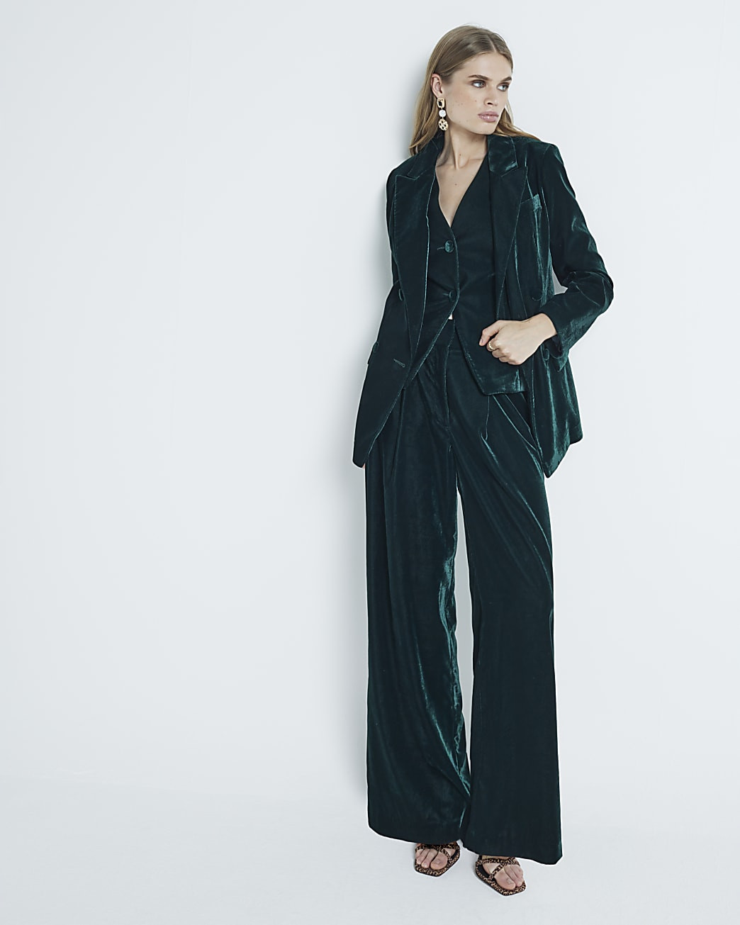 Green Velvet Blazer | River Island UK & IE