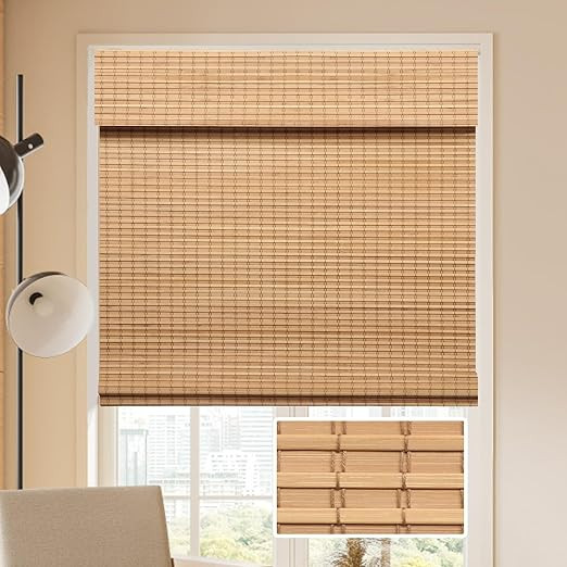 Amazon.com: LUCKUP Cordless Bamboo Roman Blinds Shades for Indoor Windows-Blackout Room Darkening... | Amazon (US)