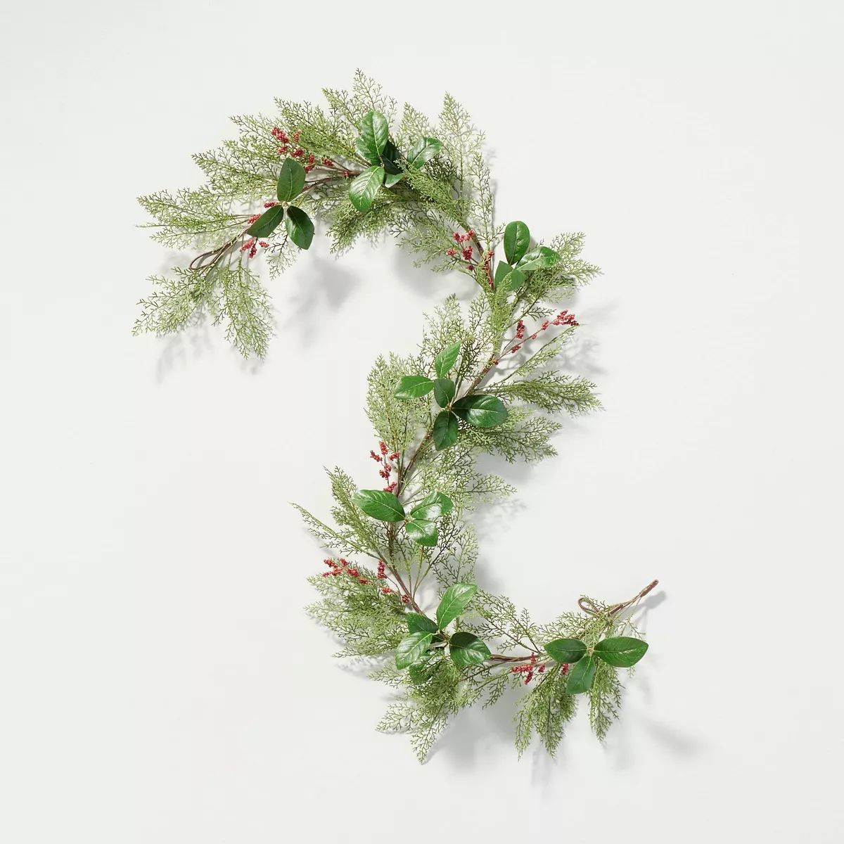 Faux Cedar & Magnolia Leaf with Winterberries Christmas Garland - Hearth & Hand™ with Magnolia | Target