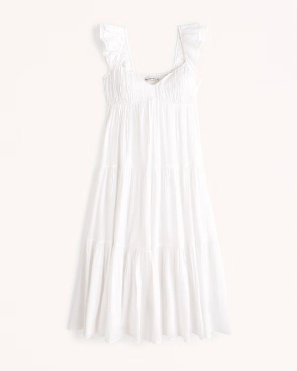 Ruffle Flutter Sleeve Sheer Maxi Dress | Abercrombie & Fitch (US)