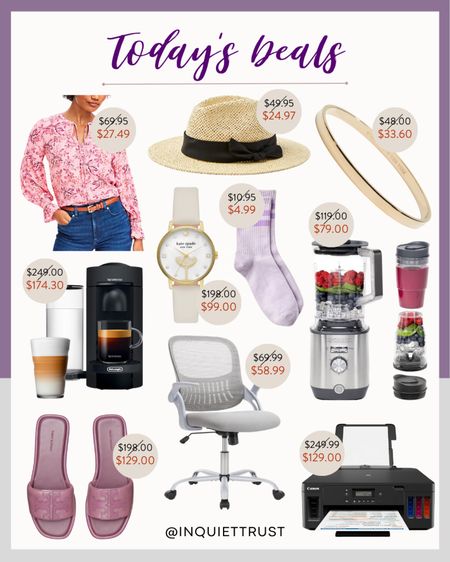 Catch these deals on this chic pink floral top, coffee maker, Kate Spade watch, beach straw hat, photo printer, ergonomic office chair, and more! 
#homeappliances #springfashion #vacationwear #shoeinspo

#LTKSaleAlert #LTKHome #LTKStyleTip