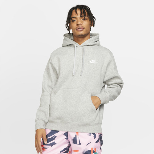 Nike Mens Nike Club Pullover Hoodie - Mens Dark Grey Heather/White Size L | Foot Locker (US)