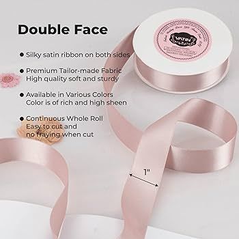 VATIN 1 inch Double Faced Polyester Satin Ribbon Vanilla - 25 Yard Spool, Perfect for Wedding, Wr... | Amazon (US)