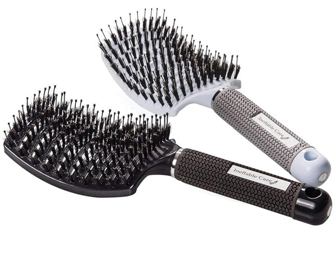 Boar Bristle Hair Brush set - Curved and Vented Detangling Hair Brush for Women Long, Thick, Thin... | Amazon (US)